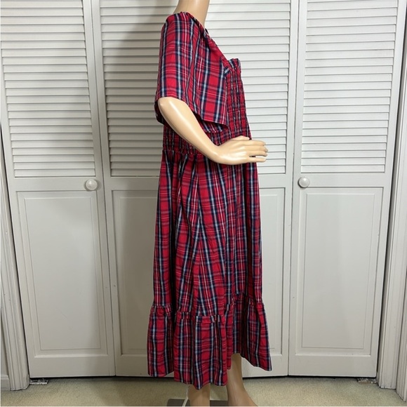 NWOT Draper James Deana Smocked Angie Plaid Cotton Dress Size 2x - Picture 8 of 16